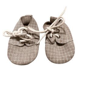 Piper Finn Soft Sole Low Top Leather Oxfords Gray White Grid Size 2